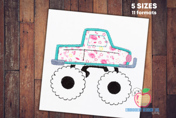 Cartoon Monster Truck Applique for Kids