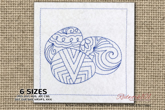 Charming Decorated Easter Eggs Redwork