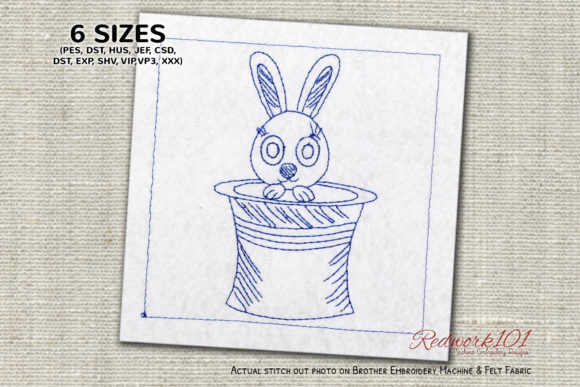 Easter Bunny in Hat Redwork: A Charming Addition
