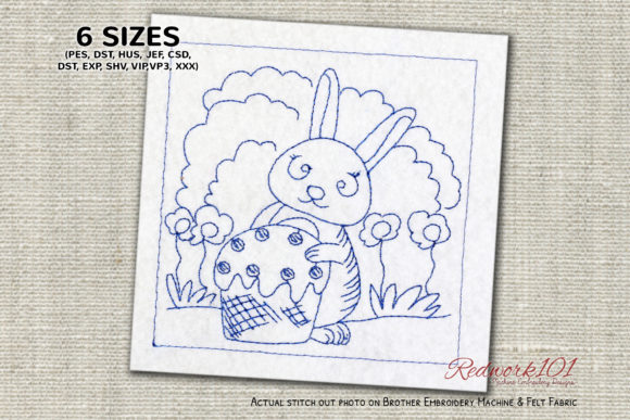 Easter Bunny with Cup Cake Redwork Review