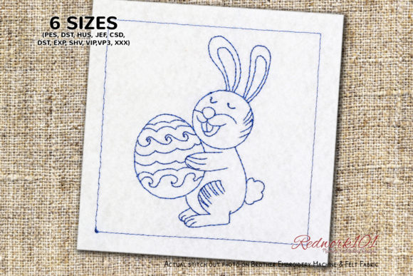 Easter Bunny with Egg Redwork: A Charming Addition