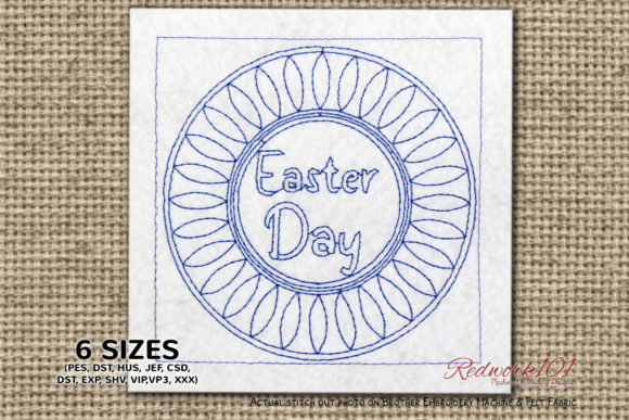 Easter Day Mandala Bluework: A Charming Embroidery Design