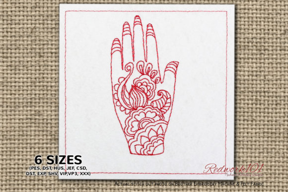 Floral Palm Henna Design Redwork Review