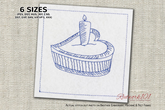 Heart Shaped Cake Embroidery Design for Boutique Apparel